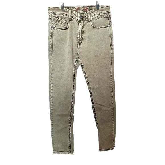 Rivex Gray Denim Tapered Leg Stretch Mid Rise Flat Front Jeans Men's Size 34 - Picture 1 of 7